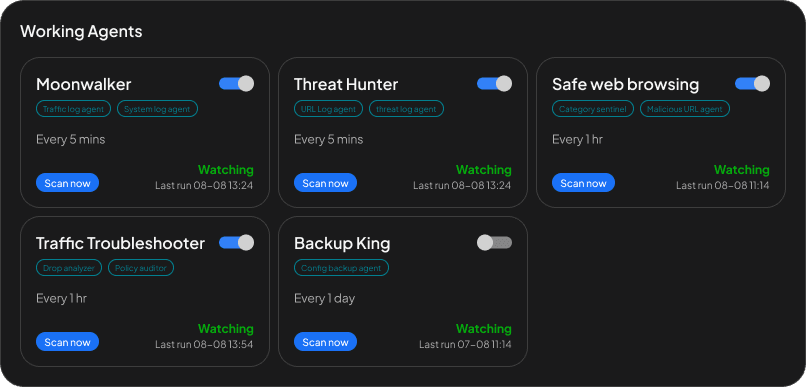 CloudX AIOps specialised AI firewall agents for audit, troubleshooting, backup, alerting and reporting