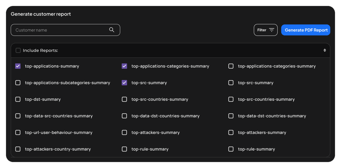Firewall report builder